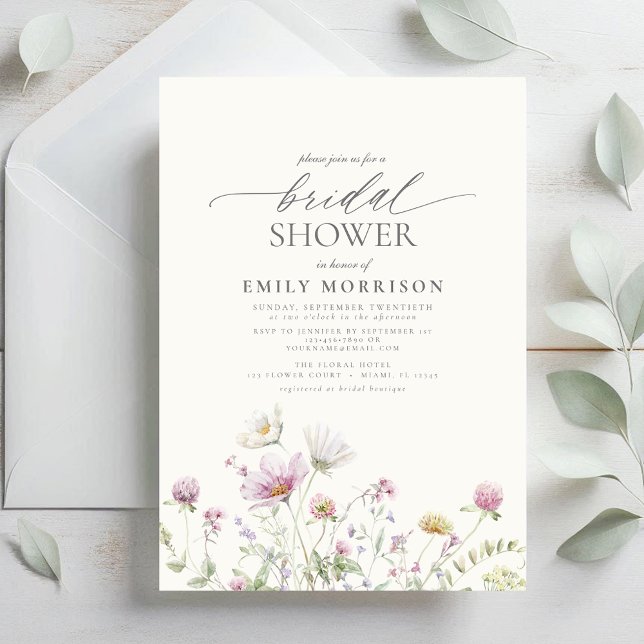 Elegant Garden Flowers Watercolor Bridal Shower Invitation (Creator Uploaded)