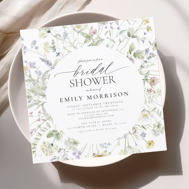Elegant Garden Flowers Watercolor Bridal Shower Invitation (Creator Uploaded)