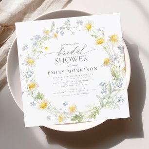Elegant Garden Flowers Watercolor Bridal Shower Invitation