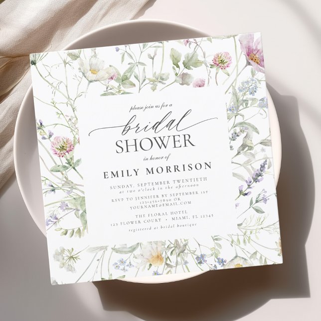 Elegant Garden Flowers Watercolor Bridal Shower Invitation (Creator Uploaded)
