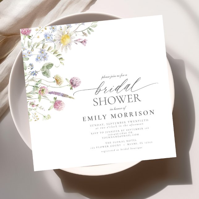 Elegant Garden Flowers Watercolor Bridal Shower Invitation (Creator Uploaded)