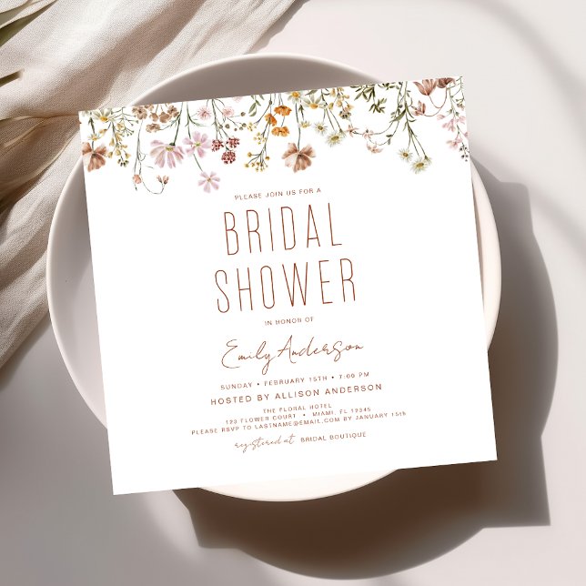 Elegant Garden Flowers Watercolor Bridal Shower Invitation (Creator Uploaded)