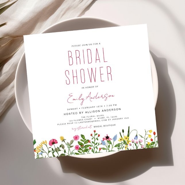 Elegant Garden Flowers Watercolor Bridal Shower Invitation (Creator Uploaded)