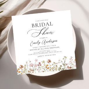 Elegant Garden Flowers Watercolor Bridal Shower Invitation