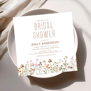 Elegant Garden Flowers Watercolor Bridal Shower Invitation