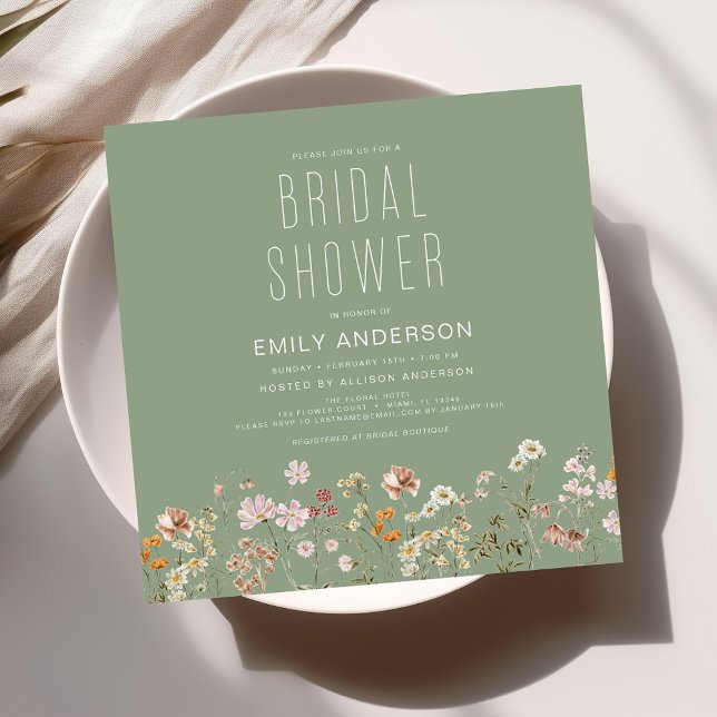 Elegant Garden Flowers Watercolor Bridal Shower Invitation (Creator Uploaded)