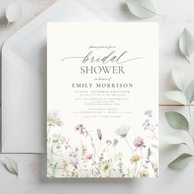 Elegant Garden Flowers Watercolor Bridal Shower Invitation (Creator Uploaded)