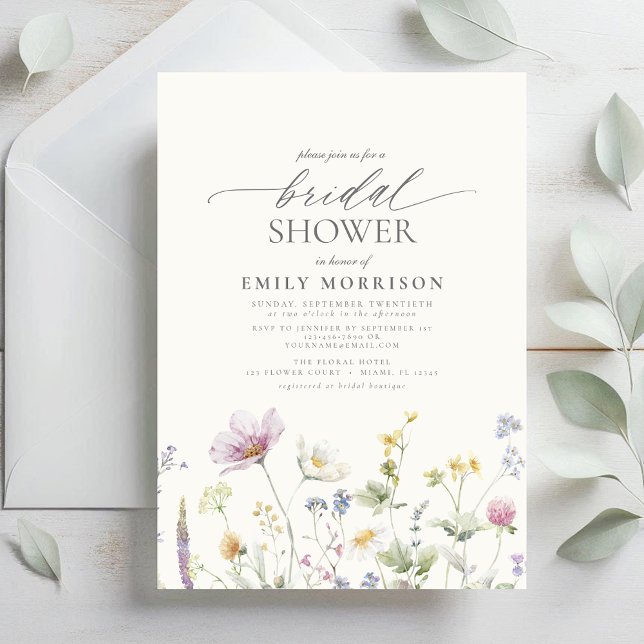 Elegant Garden Flowers Watercolor Bridal Shower Invitation (Creator Uploaded)