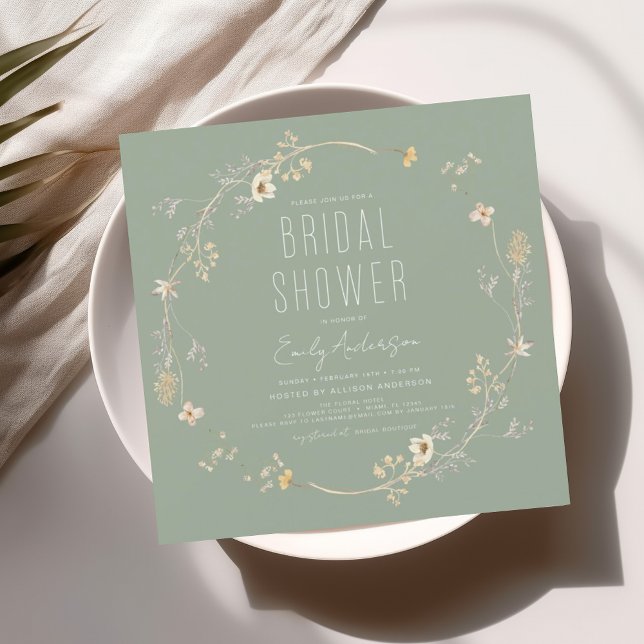 Elegant Garden Flowers Watercolor Bridal Shower Invitation (Creator Uploaded)