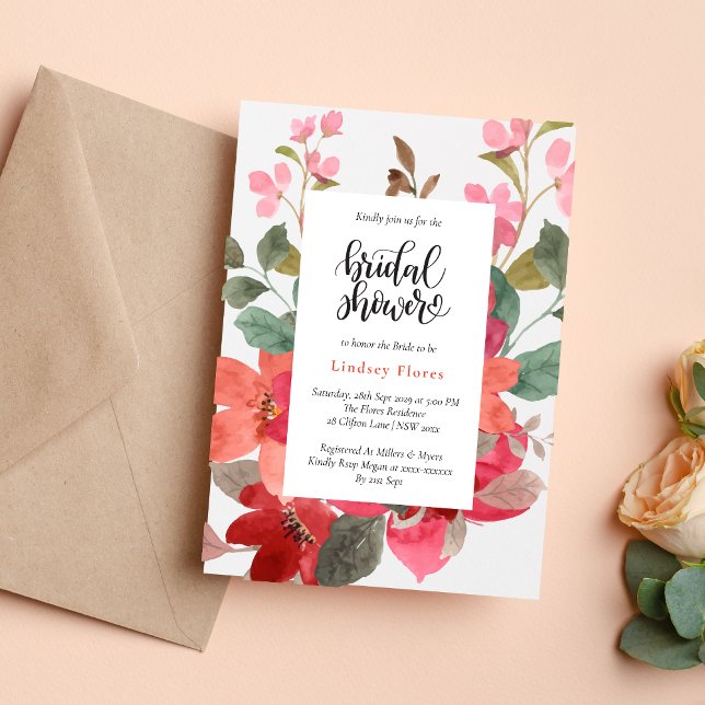 Elegant Garden Flowers Watercolor Bridal Shower Invitation (Creator Uploaded)