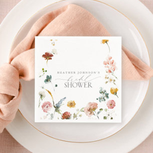 Elegant Garden Flowers Watercolor Bridal Shower Napkin