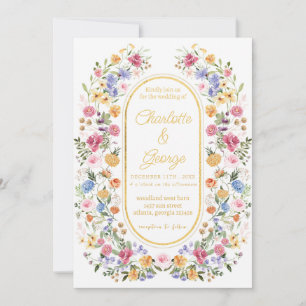 Elegant Garden Flowers Wedding Invitation