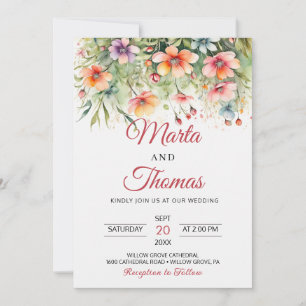 Elegant Garden Flowers Wedding  Invitation