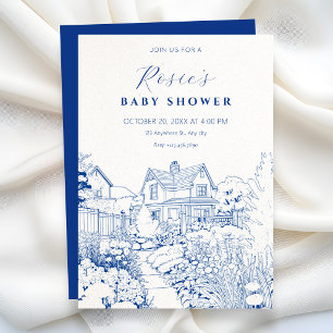 Elegant garden house baby shower invitation