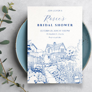 Elegant garden house bridal shower invitation