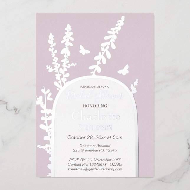 Elegant Garden Leaves  Butterflies Bridal Shower  (Front)