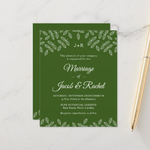 Elegant Garden Leaves Green Wedding Invitation