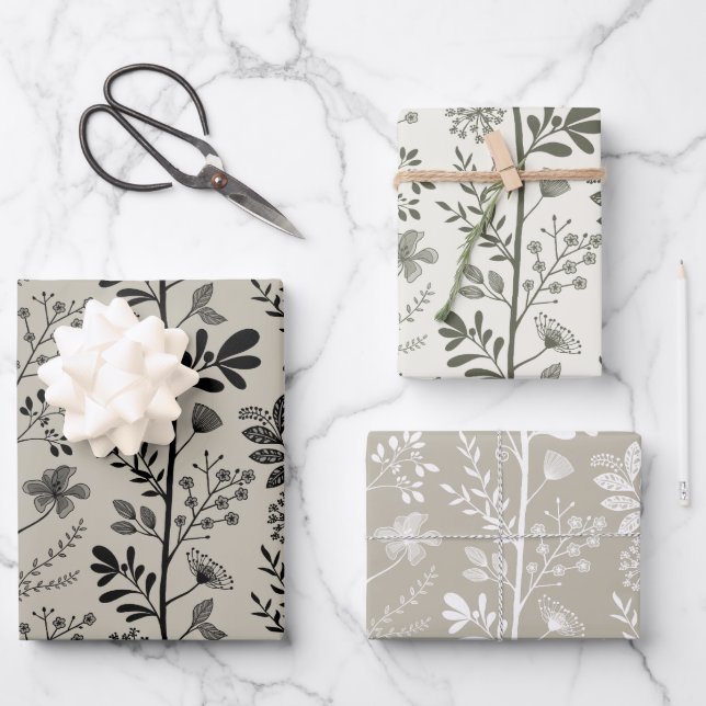 Elegant Garden Reverie Floral Wrapping Paper Sheet (Front)