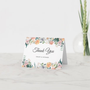 Elegant Garden Rose Peony Floral Thank You Card