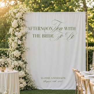 Elegant Garden Tea Bridal Shower Backdrops Tapestry