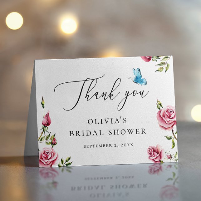 Elegant Garden Tea Bridal Shower | Delicate Floral Thank You Card (Creator Uploaded)