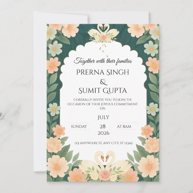 Elegant Garden-Themed Wedding Invitation Template  (Front)