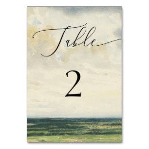 Elegant Garden Wedding. Classic Fine Art Landscape Table Number