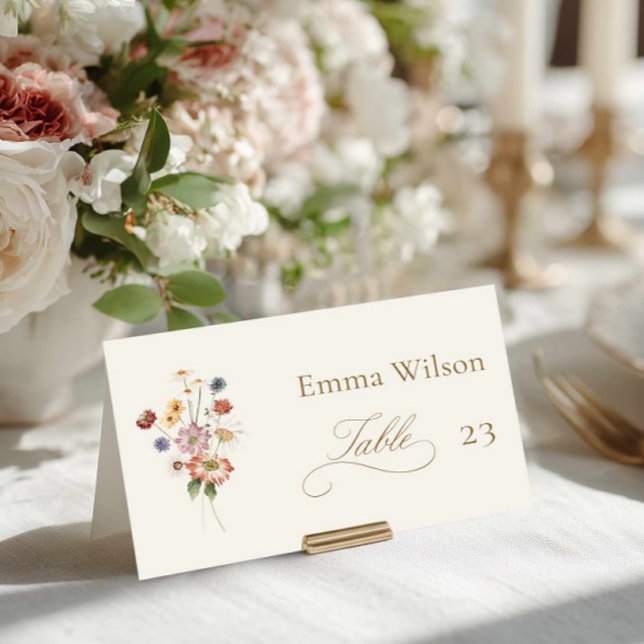 Elegant Garden Wedding Escort Card (Wildflower Escort Card folded )