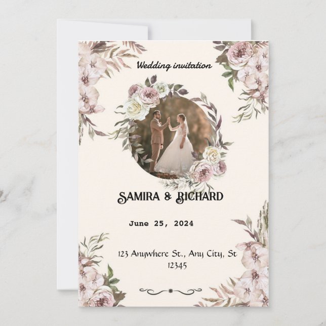Elegant Garden Wedding Invitation  (Front)