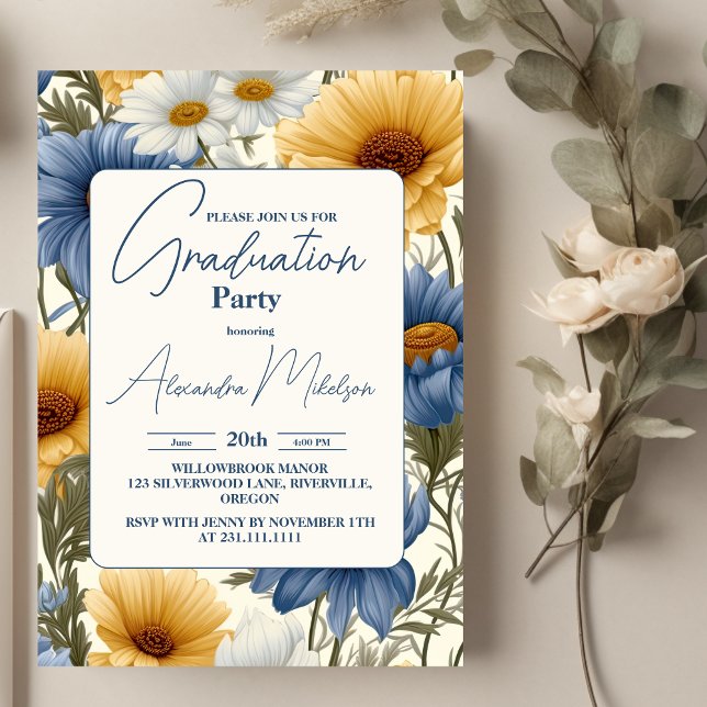 elegant  garden wildflowers meadow graduation invitation (Creator Uploaded)