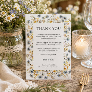 Elegant Garden Wildflowers Wedding Thank you  Card