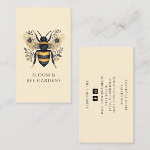 Elegant Gardener Botanical Bee Business Card