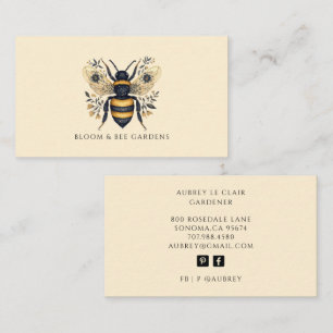 Elegant Gardener Botanical Bee Business Card