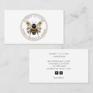 Elegant Gardener Botanical Bee Business Card