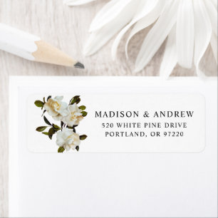 Elegant Gardenia Floral Wedding Return Address