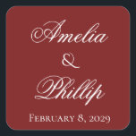 Elegant Garnet Red and White Wedding Stickers<br><div class="desc">The greatest thing about garnet red is that it is a colour for all seasons! It is romantic and regal and lush, and paired with the right font it can become anything from elegant to whimsical. We went with elegant for this garnet red and white wedding invitation suite. Fully customisable,...</div>