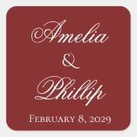 Elegant Garnet Red and White Wedding Stickers