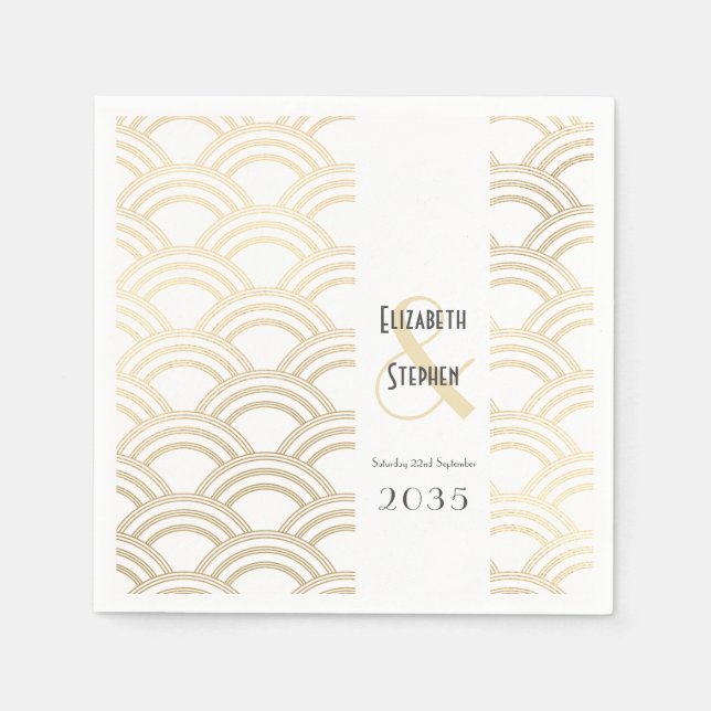 Elegant Gatsby Art Deco 1920's Gold Wedding   Napk Napkin (Front)