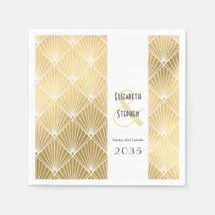 Elegant Gatsby Art Deco 1920's Gold Wedding   Napkin