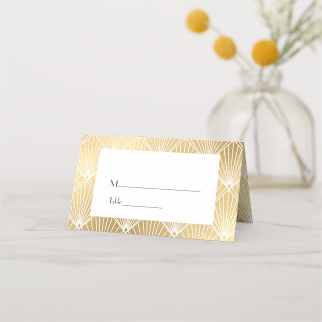 Elegant Gatsby Art Deco Gold Wedding Place Card (Front)