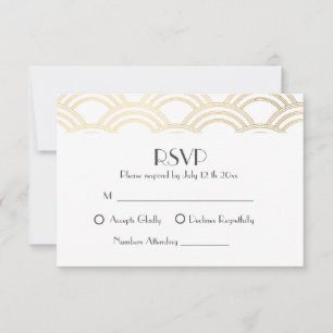 Elegant Gatsby Art Deco Gold Wedding RSVP Card