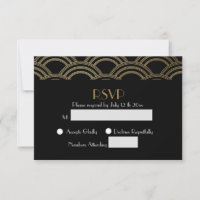 Elegant Gatsby Art Deco Gold Wedding RSVP