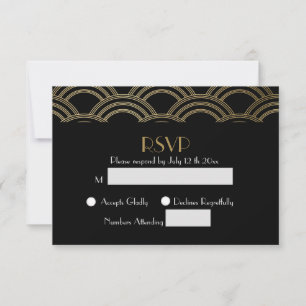 Elegant Gatsby Art Deco Gold Wedding RSVP Card