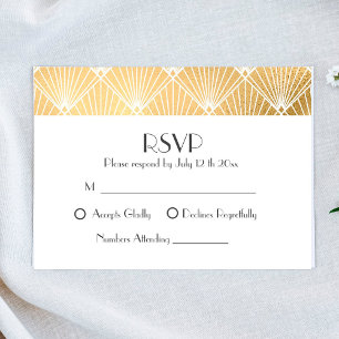 Elegant Gatsby Art Deco Gold Wedding RSVP Card