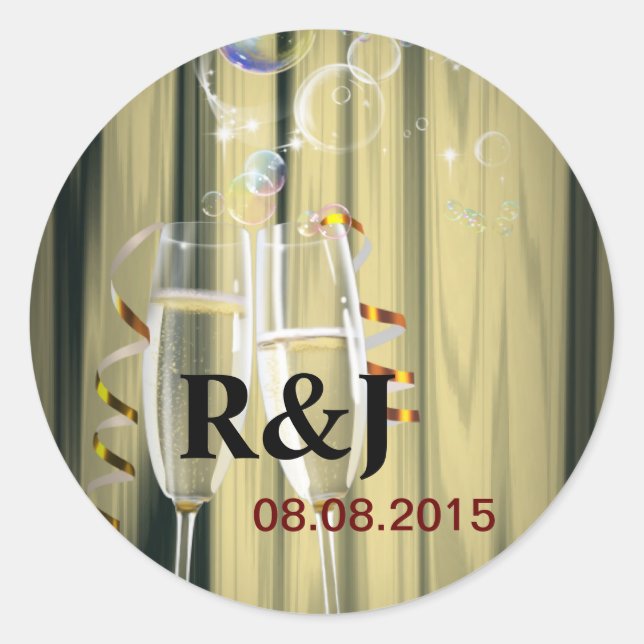 elegant gatsby roaring twenties Champagne glasses Classic Round Sticker (Front)