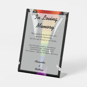 Elegant Gay Men Wedding Rainbow In Loving Memory Pedestal Sign