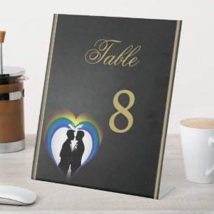 Elegant gay silhouettes.  pedestal sign