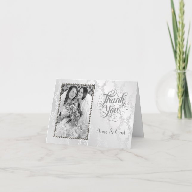 Elegant Gay Silver Wedding Thank You (Front)