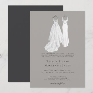 Elegant Gay Wedding Two Brides in Dresses Invitation