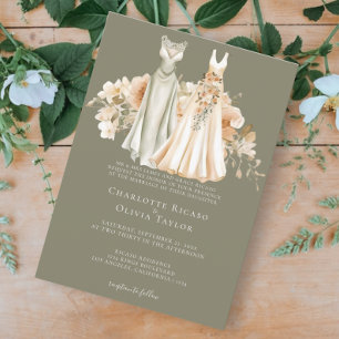 Elegant Gay Wedding Two Brides in Dresses Invitation